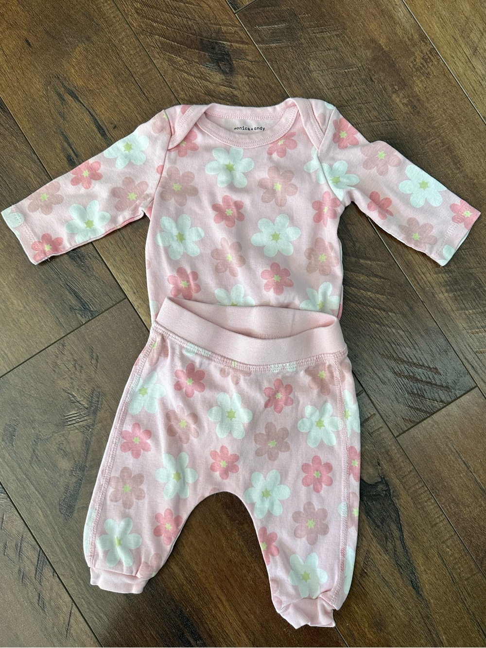 Monica + Andy Pink Floral Baby Matching Bodysuit Set